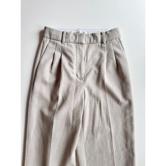 Aritzia WILFRED Effortless Grey Taupe Suiting Wide Leg Pleated Pants, Size 6 - Picture 2 of 12